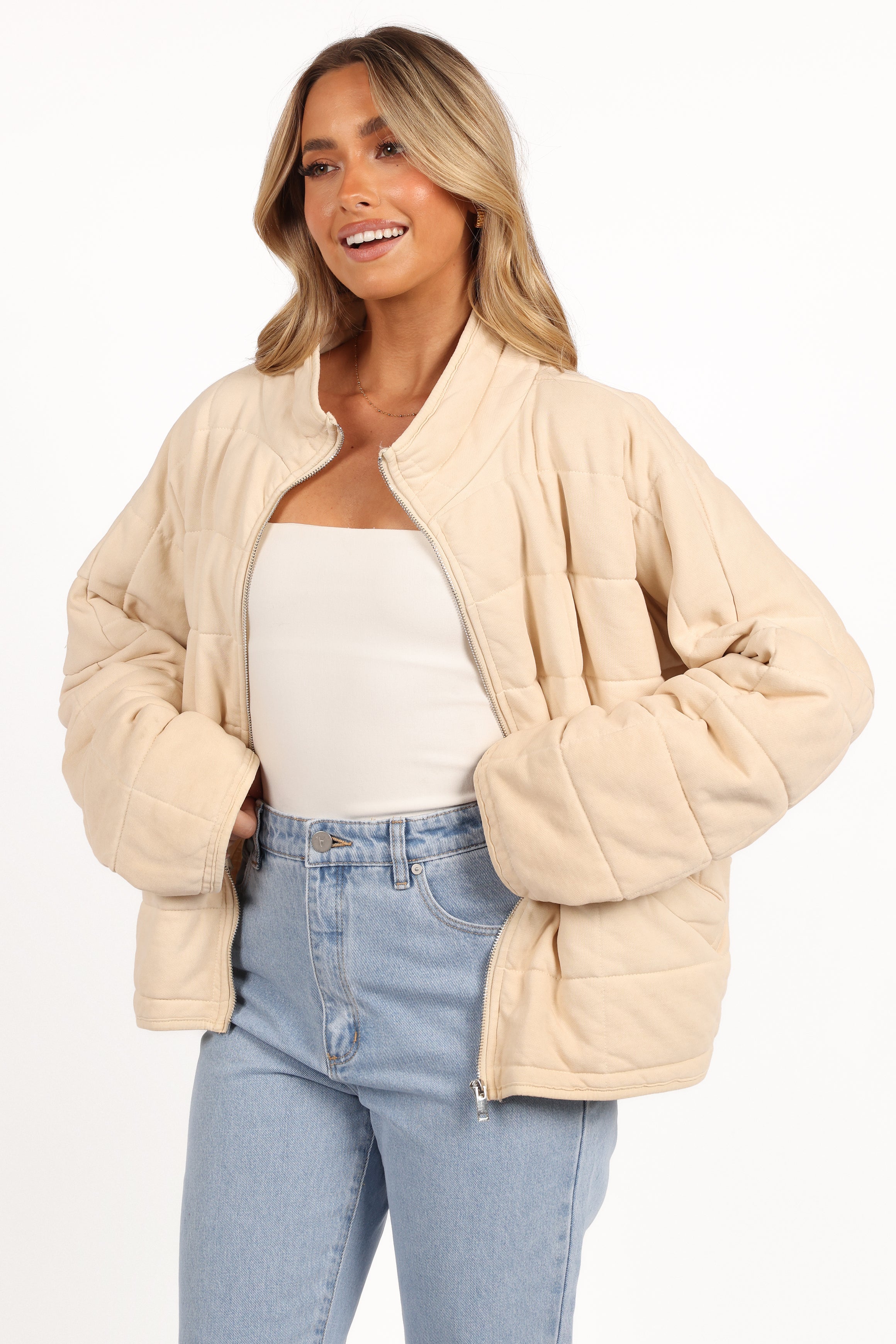 Petal and Pup USA OUTERWEAR Alegra Quilted Jacket - Cream