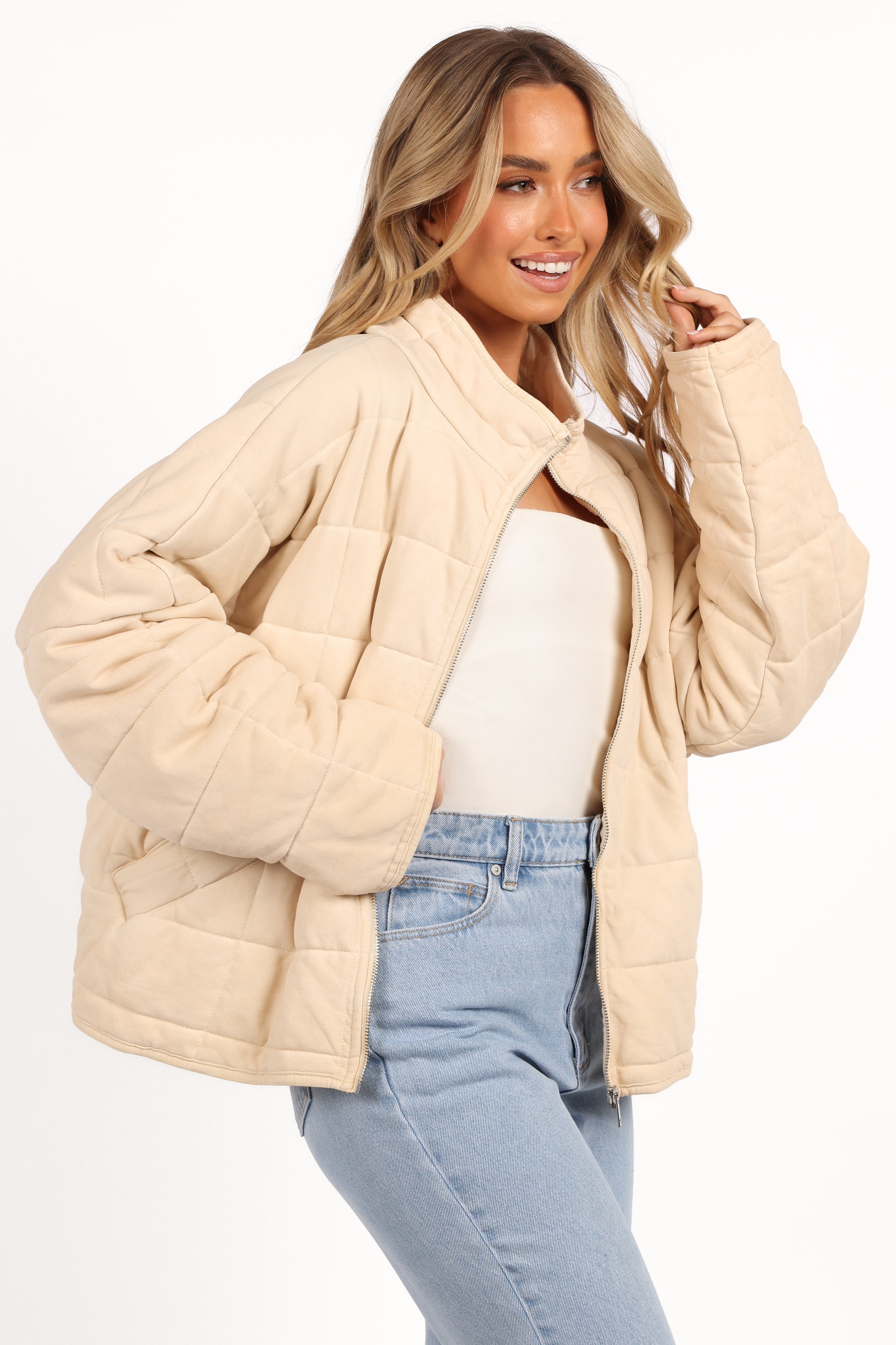 Petal and Pup USA OUTERWEAR Alegra Quilted Jacket - Cream