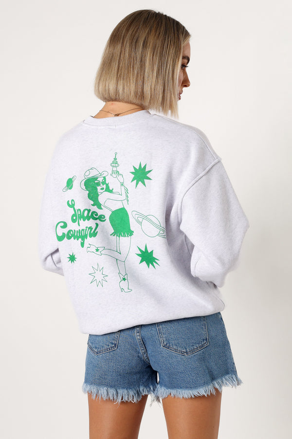 Petal and Pup USA OUTERWEAR Alora Space Cowgirl Sweatshirt - Heather Grey