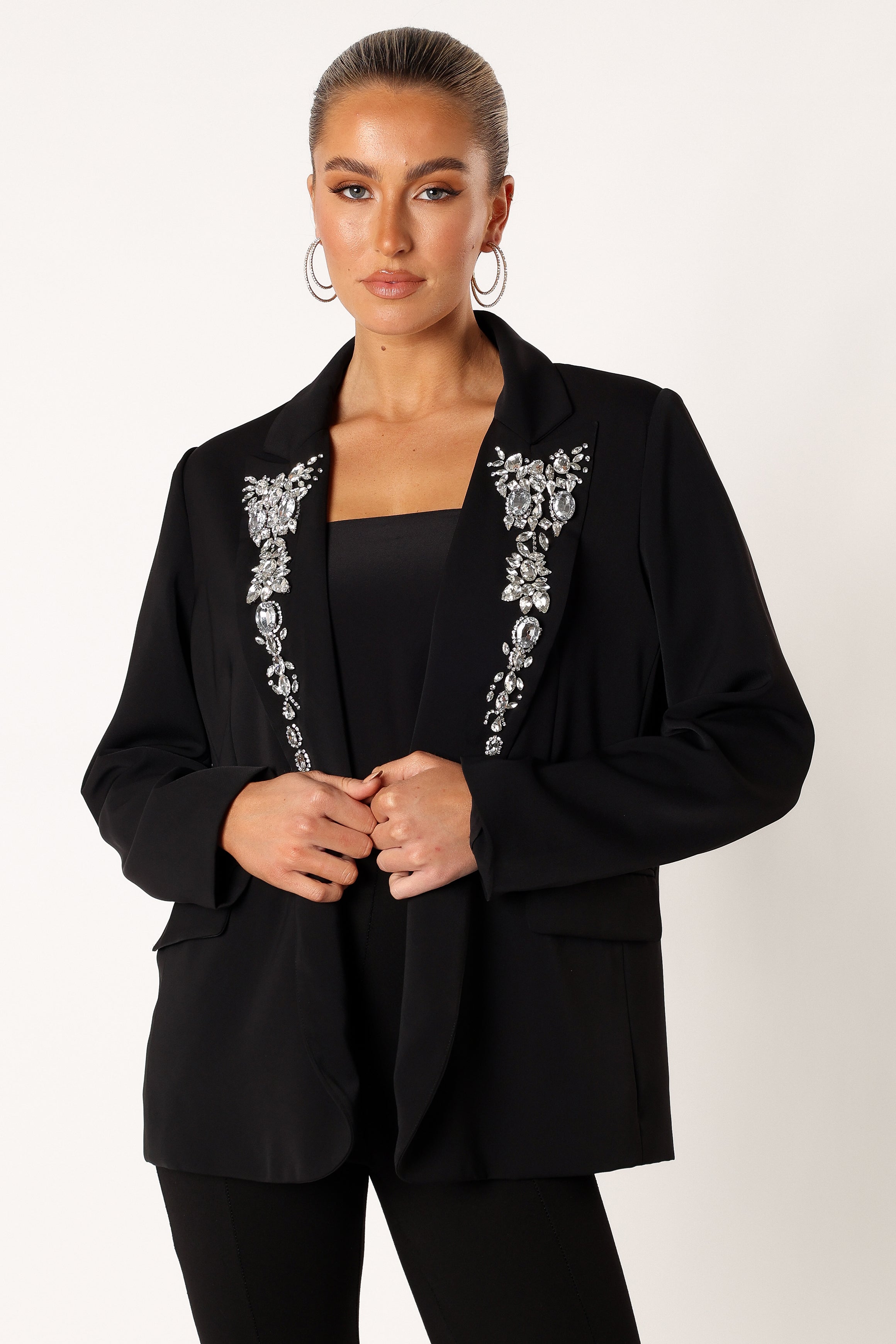 Petal and Pup USA OUTERWEAR Aubree Embellished Blazer - Black