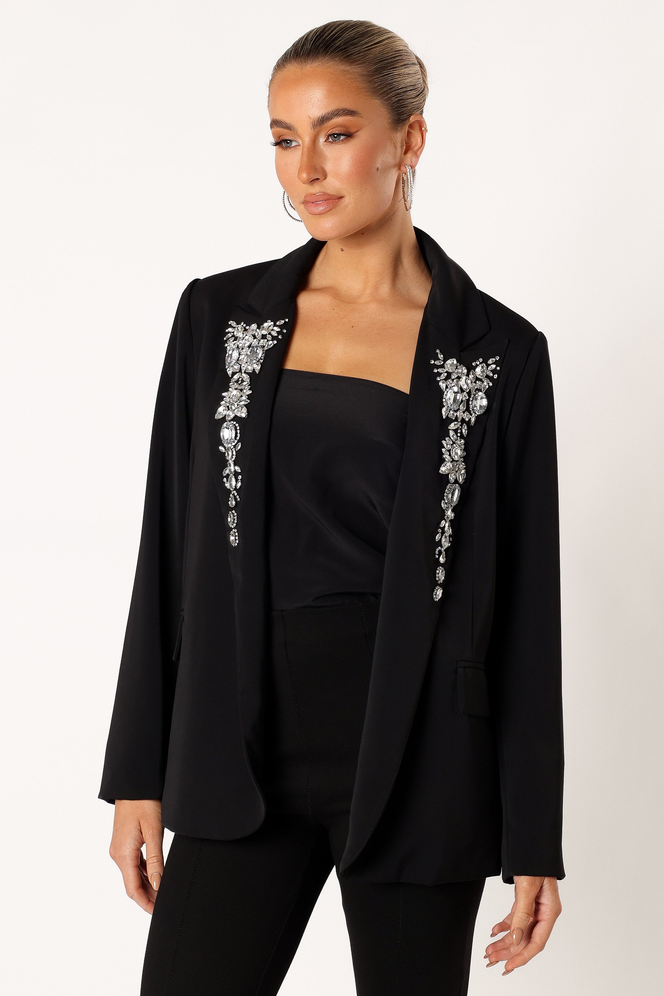 Petal and Pup USA OUTERWEAR Aubree Embellished Blazer - Black