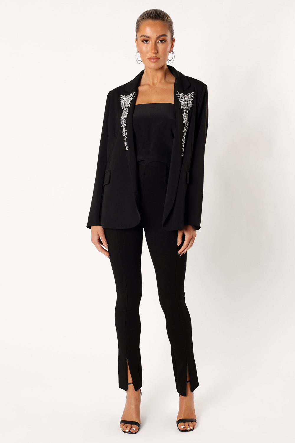 Petal and Pup USA OUTERWEAR Aubree Embellished Blazer - Black