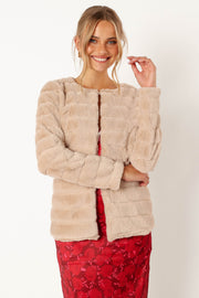 Petal and Pup USA OUTERWEAR Aylin Channel Faux Fur Jacket - Cream