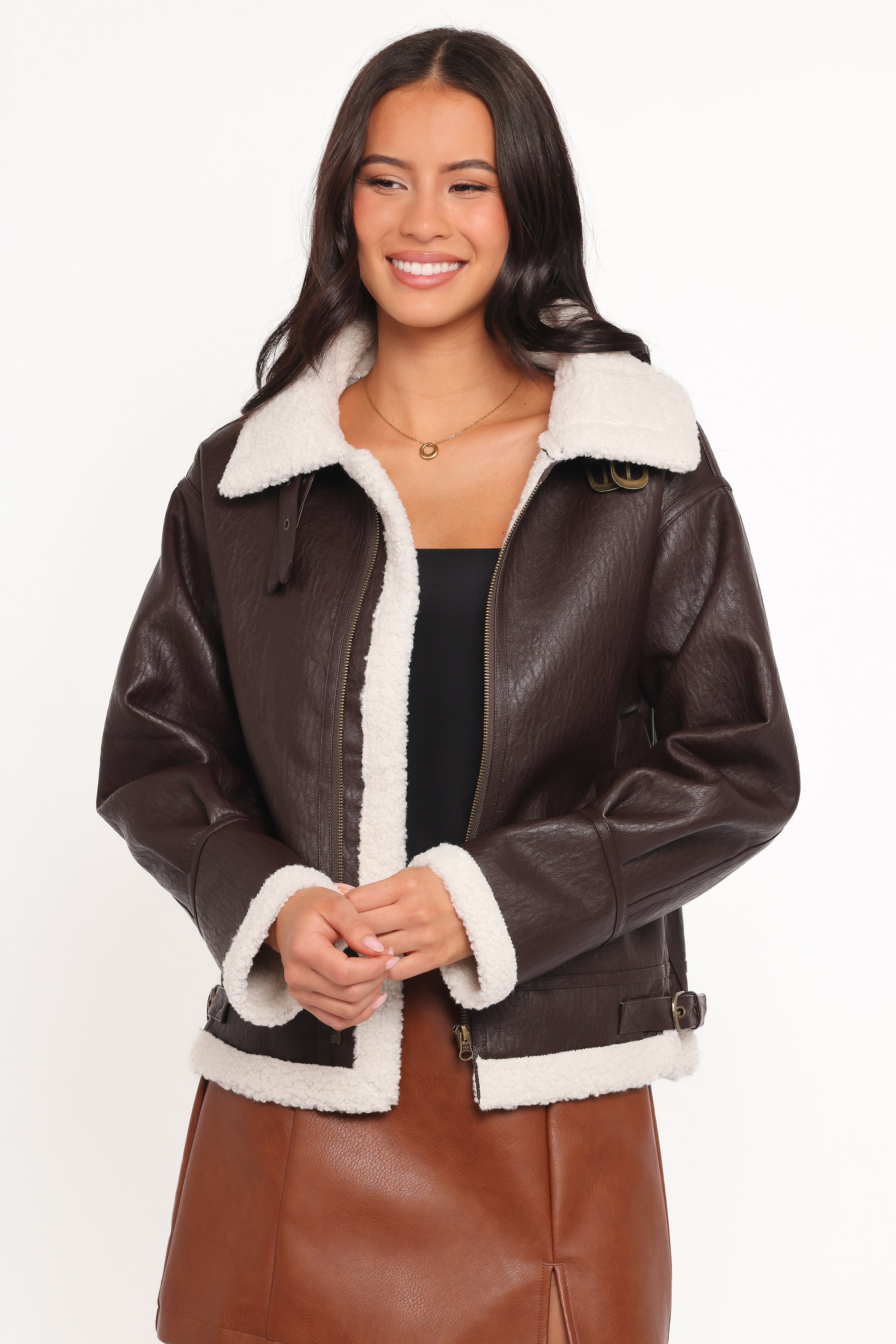 Baxter Shearling Lined Jacket - Brown | Petal & Pup USA