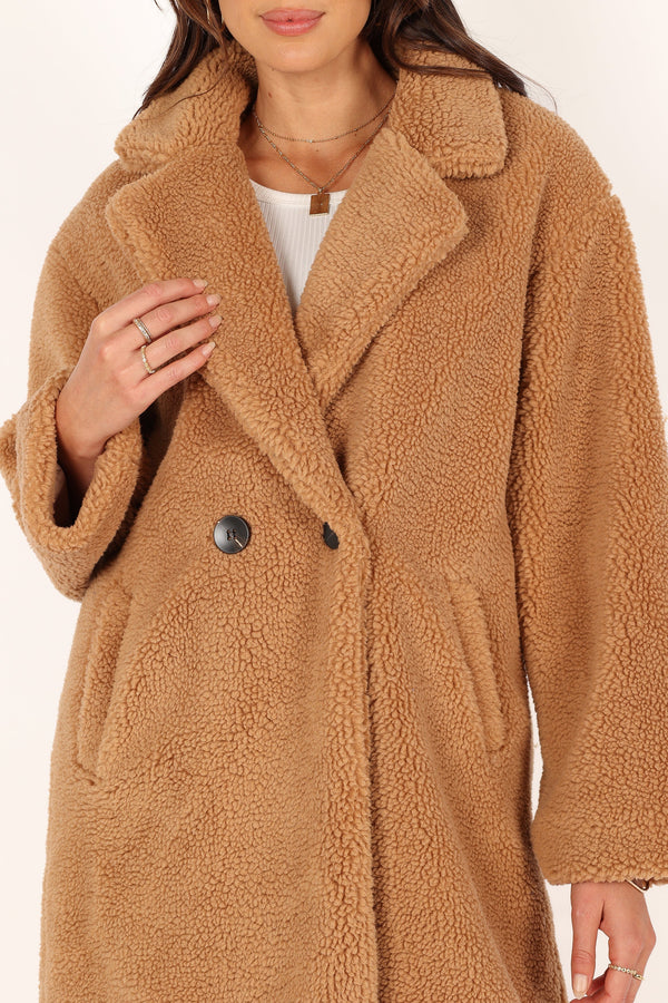 Petal and Pup USA Outerwear Beatrice Faux Fur Coat - Camel