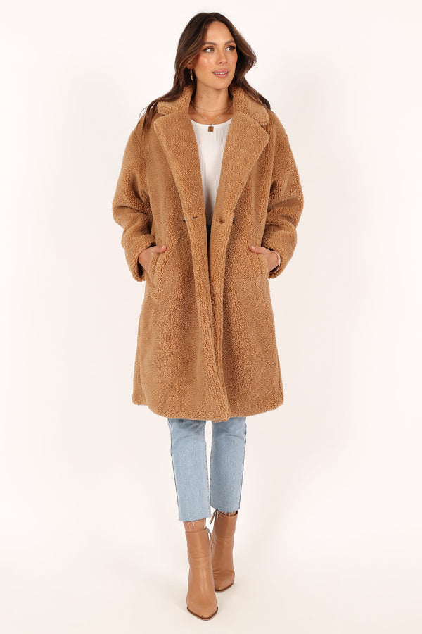 Petal and Pup USA Outerwear Beatrice Faux Fur Coat - Camel