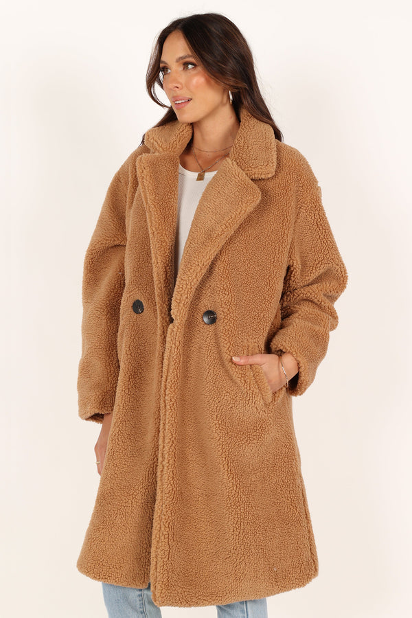 Petal and Pup USA Outerwear Beatrice Faux Fur Coat - Camel