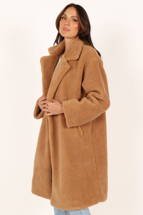 Petal and Pup USA Outerwear Beatrice Faux Fur Coat - Camel