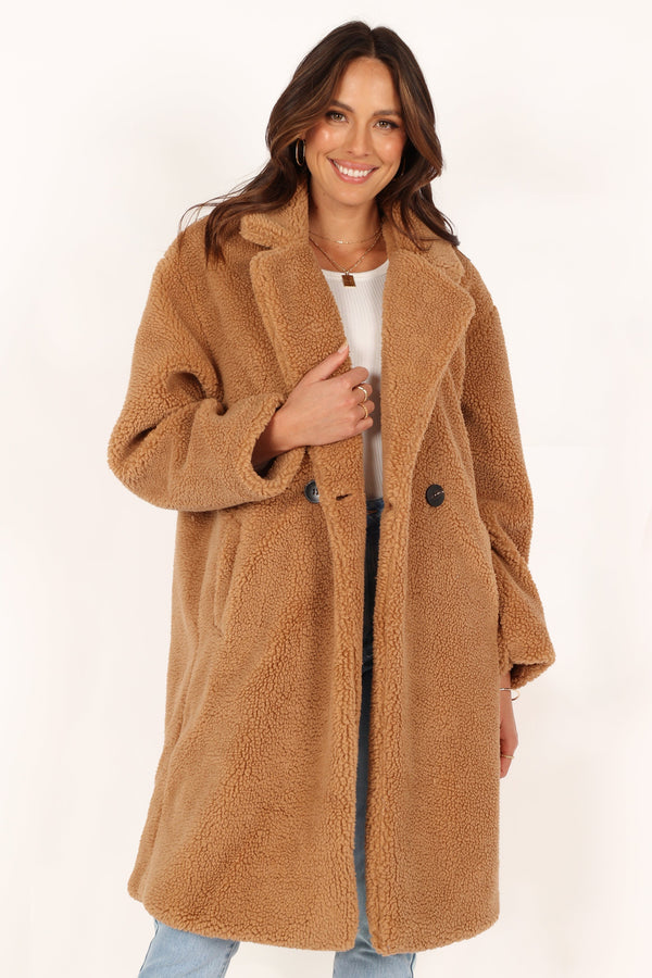 Petal and Pup USA Outerwear Beatrice Faux Fur Coat - Camel