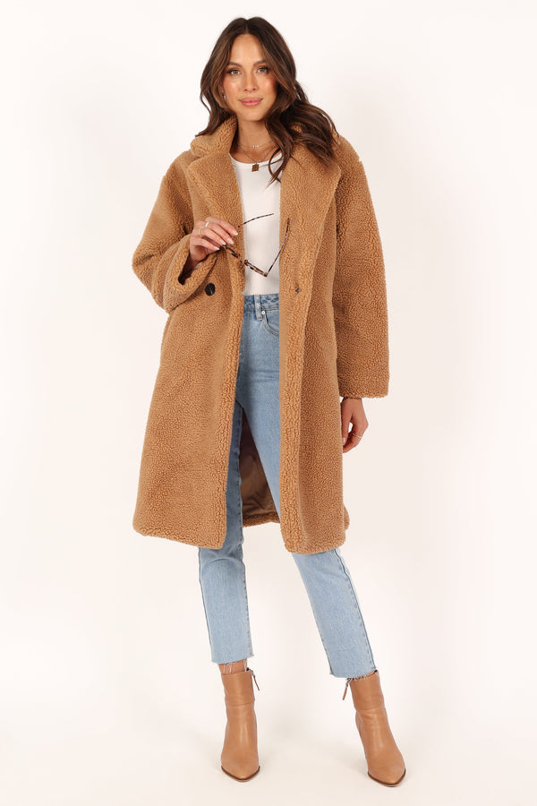 Petal and Pup USA Outerwear Beatrice Faux Fur Coat - Camel