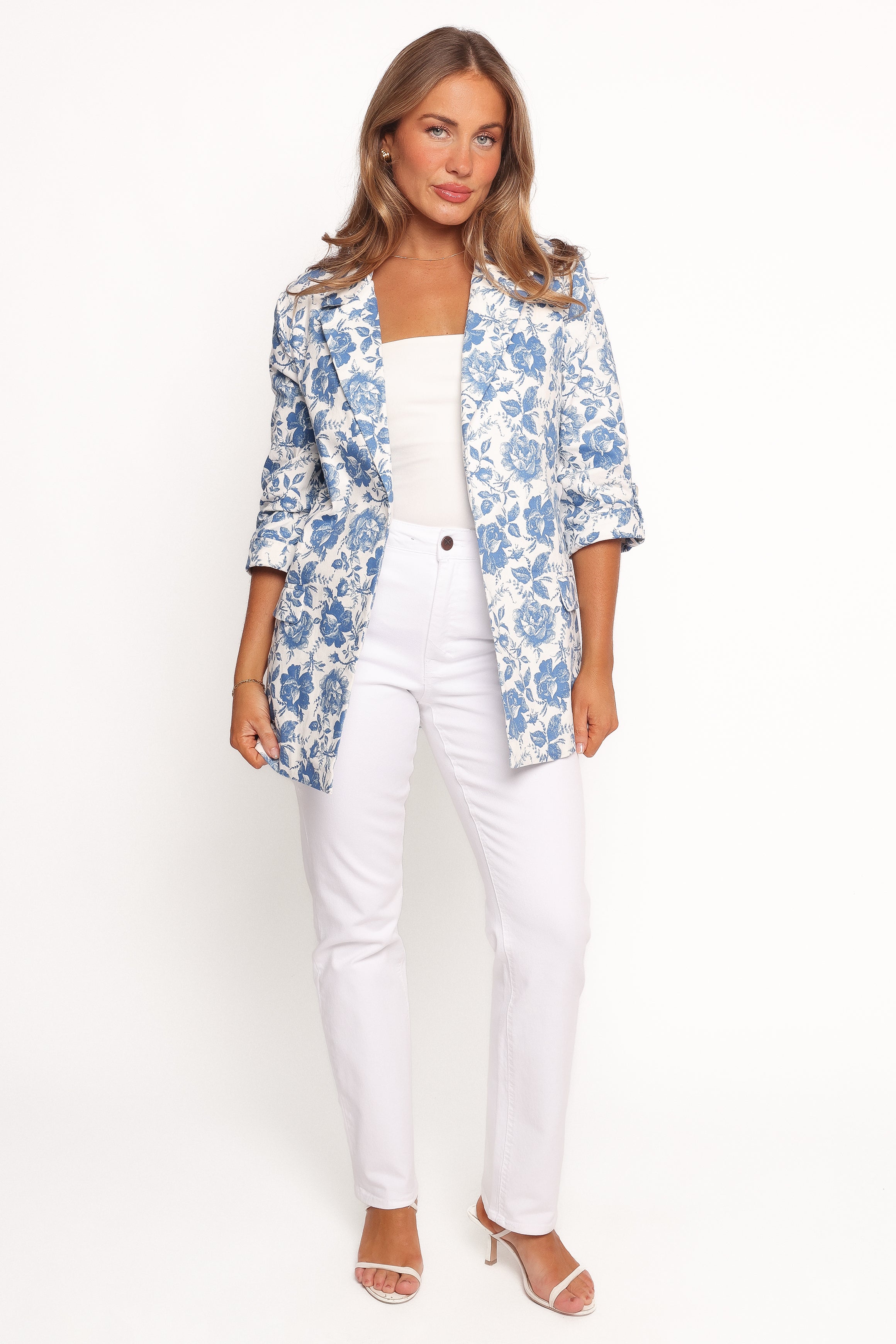 Petal and Pup USA OUTERWEAR Billie Blazer - White/Blue