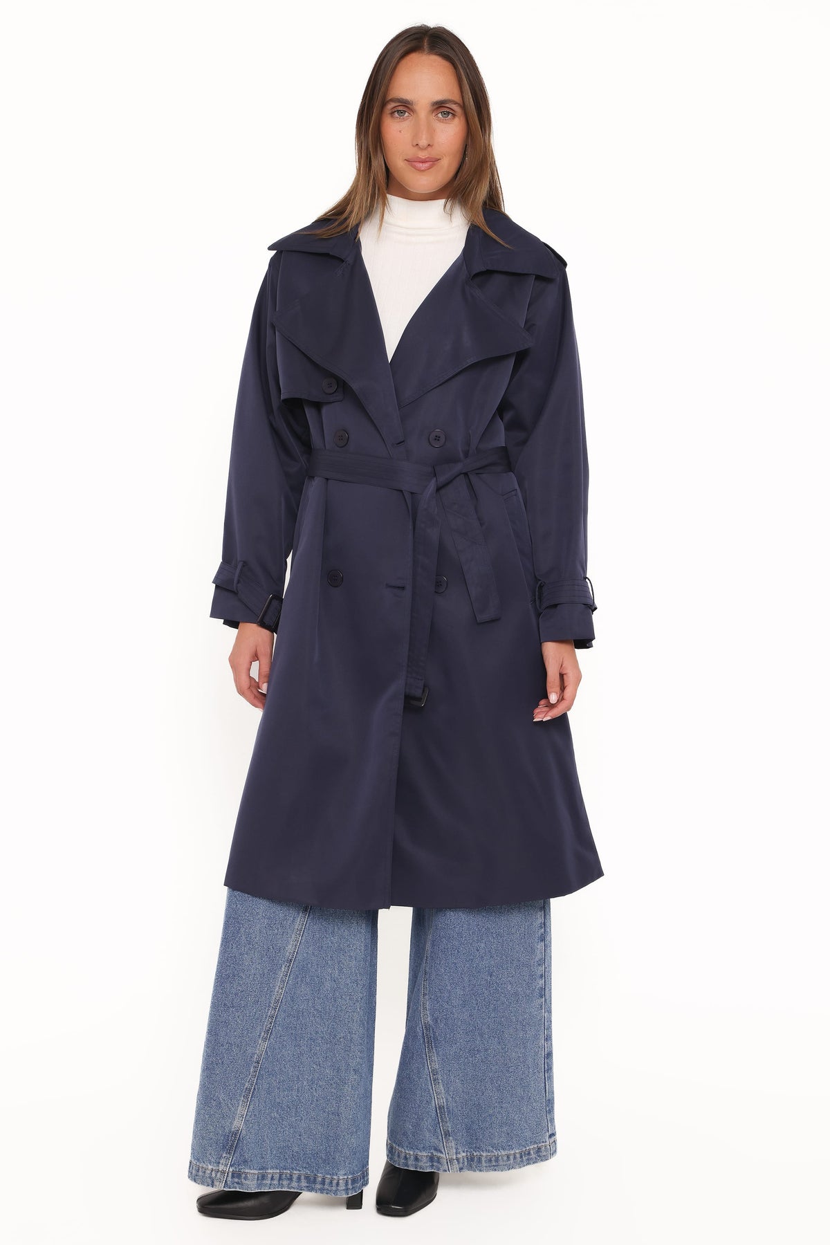 Petal and Pup USA OUTERWEAR Billy Button Front Trench Coat - Navy