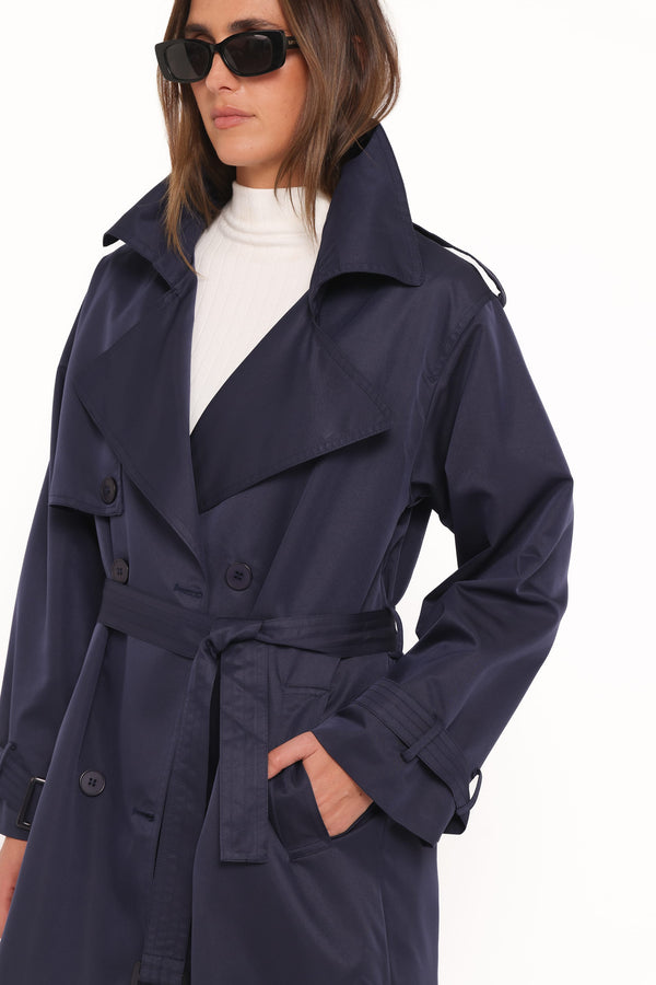 Petal and Pup USA OUTERWEAR Billy Button Front Trench Coat - Navy