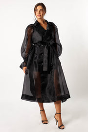 Petal and Pup USA OUTERWEAR Braelynn Sheer Trench Coat - Black