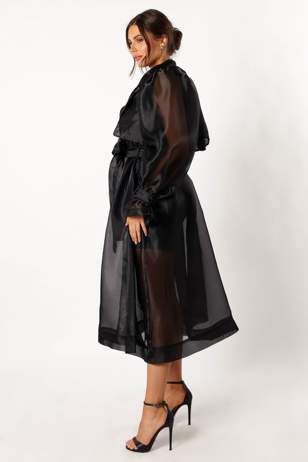 Petal and Pup USA OUTERWEAR Braelynn Sheer Trench Coat - Black