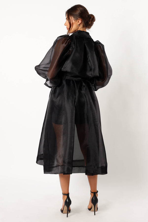 Petal and Pup USA OUTERWEAR Braelynn Sheer Trench Coat - Black