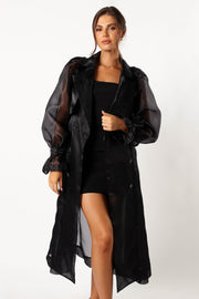 Petal and Pup USA OUTERWEAR Braelynn Sheer Trench Coat - Black