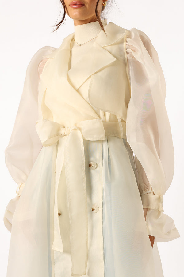 Petal and Pup USA OUTERWEAR Braelynn Sheer Trench Coat - Cream