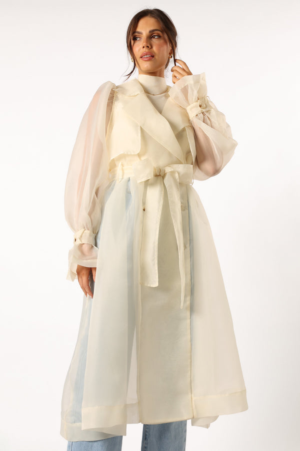 Petal and Pup USA OUTERWEAR Braelynn Sheer Trench Coat - Cream