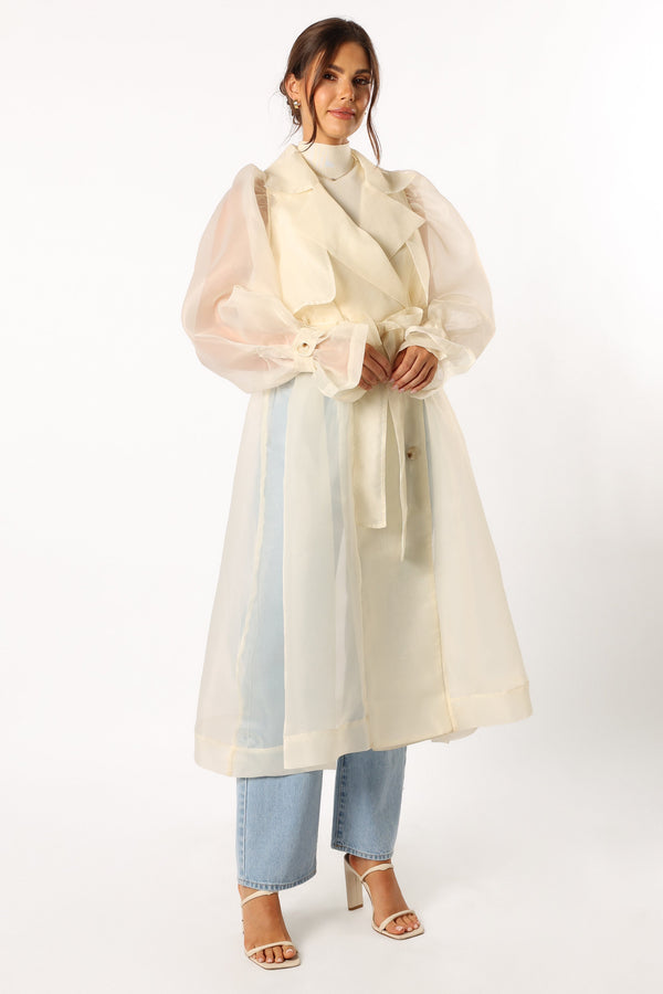 Petal and Pup USA OUTERWEAR Braelynn Sheer Trench Coat - Cream