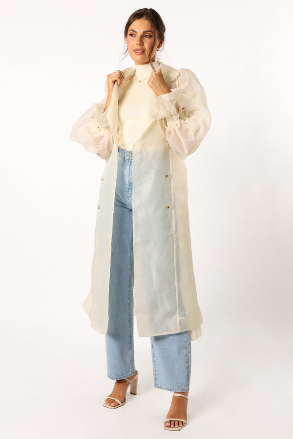 Petal and Pup USA OUTERWEAR Braelynn Sheer Trench Coat - Cream