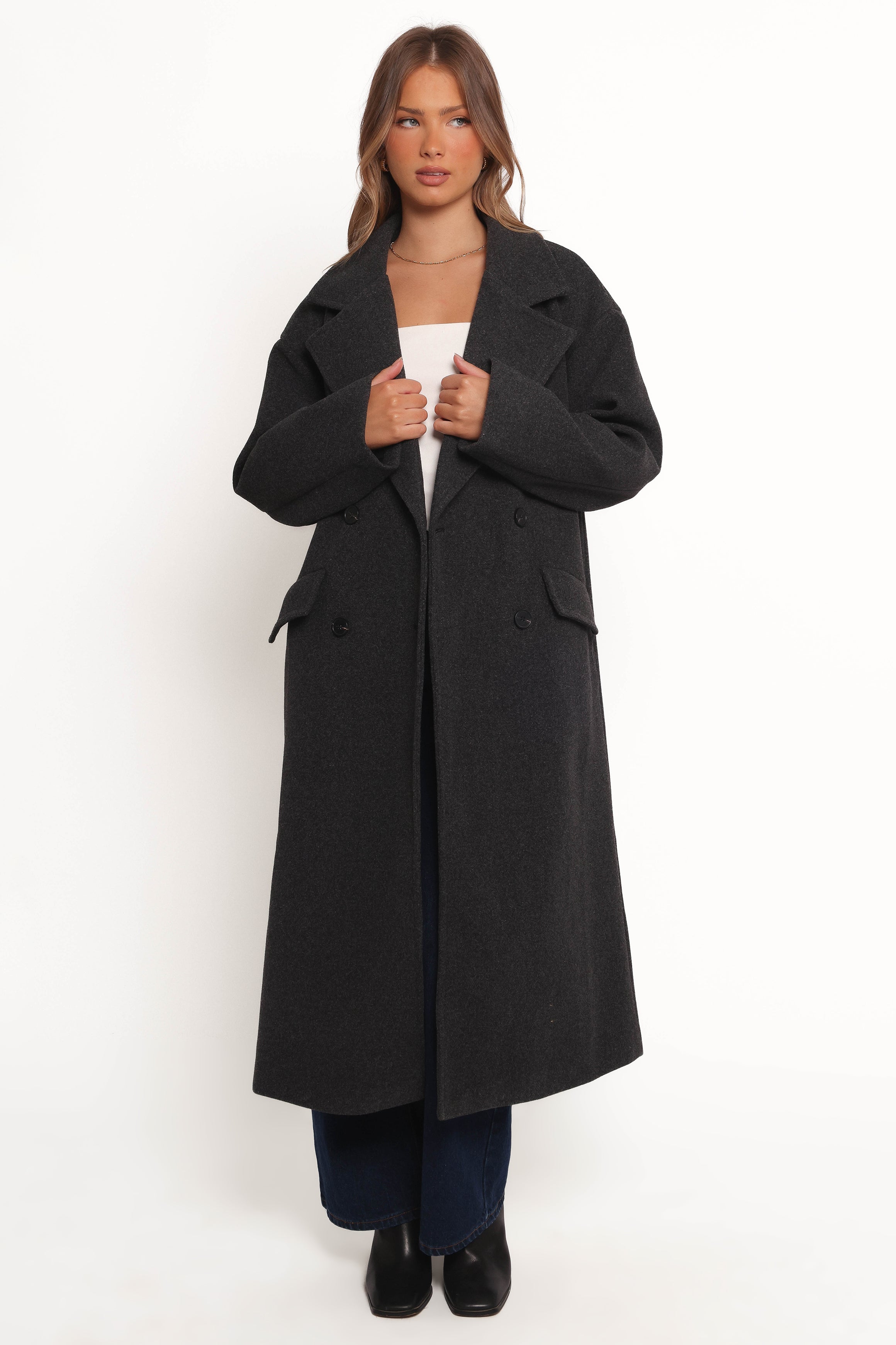 Petal and Pup USA OUTERWEAR Brylie Oversized Coat - Charcoal