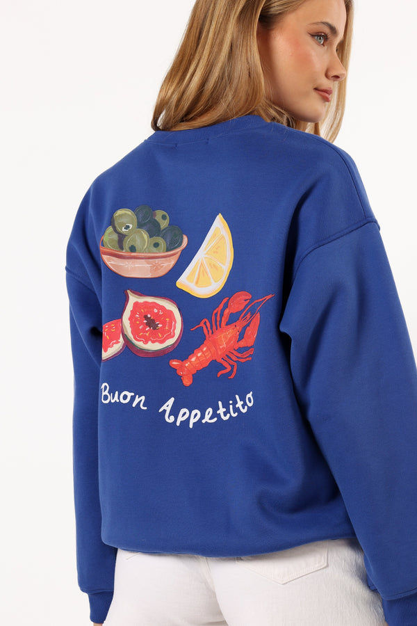 Petal and Pup USA OUTERWEAR Buon Appetito Crewneck Sweatshirt - Royal