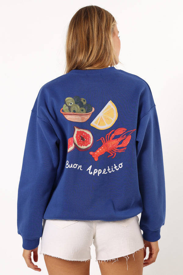 Petal and Pup USA OUTERWEAR Buon Appetito Crewneck Sweatshirt - Royal