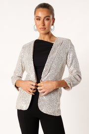 Petal and Pup USA OUTERWEAR Camille Sequin Blazer - Silver