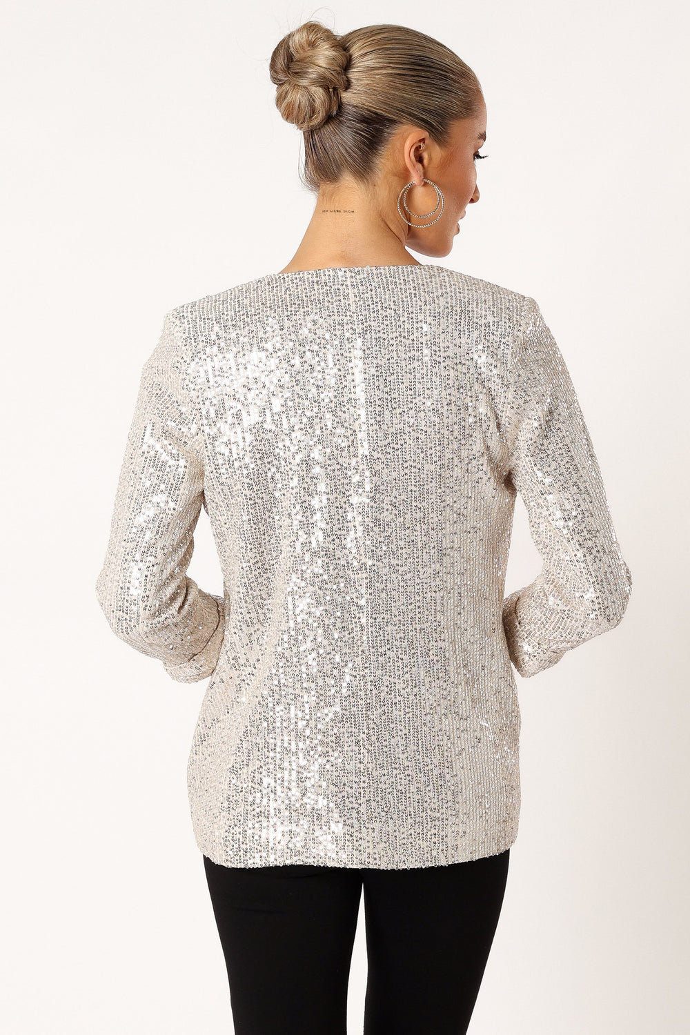 Petal and Pup USA OUTERWEAR Camille Sequin Blazer - Silver