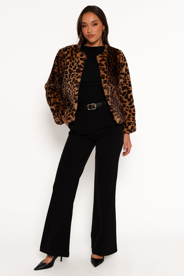 Petal and Pup USA OUTERWEAR Cassia Faux Fur Leopard Crop Jacket - Leopard