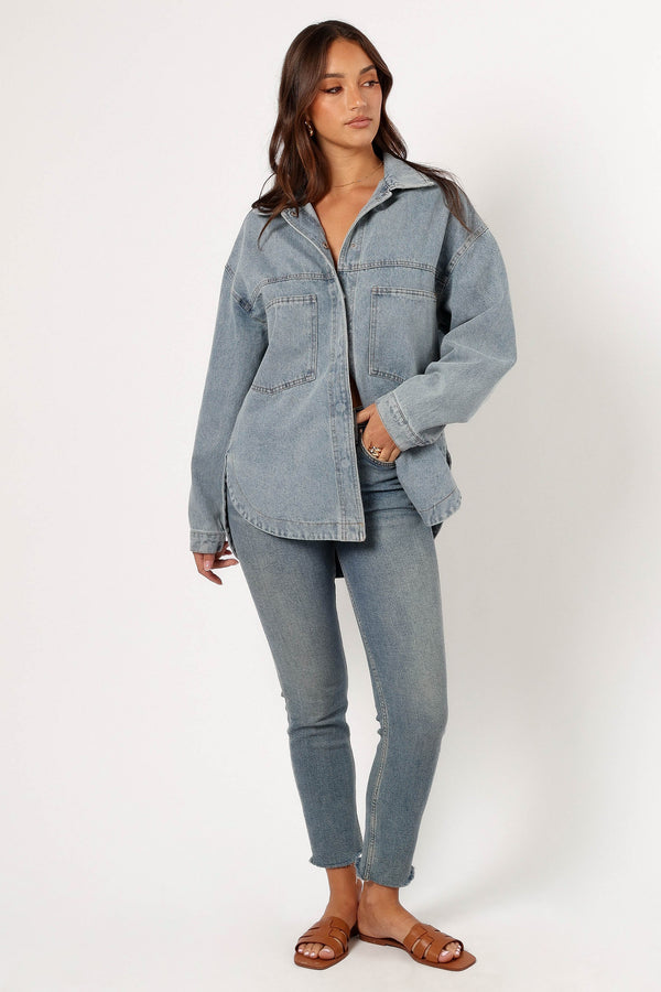 Petal and Pup USA OUTERWEAR Cassie Oversized Denim Shacket - Blue