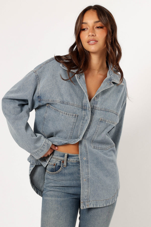 Petal and Pup USA OUTERWEAR Cassie Oversized Denim Shacket - Blue