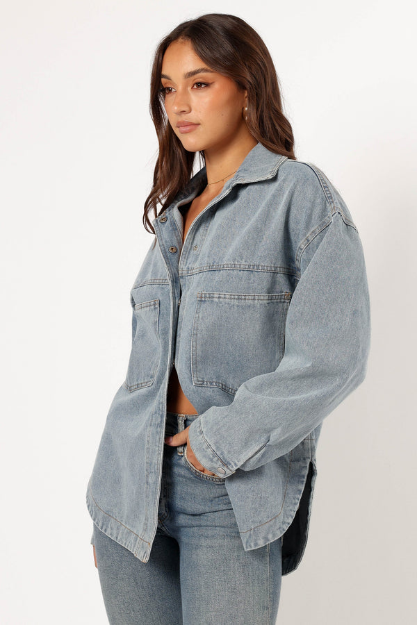 Petal and Pup USA OUTERWEAR Cassie Oversized Denim Shacket - Blue