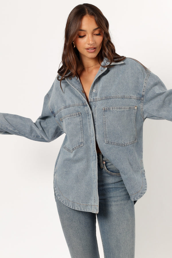 Petal and Pup USA OUTERWEAR Cassie Oversized Denim Shacket - Blue