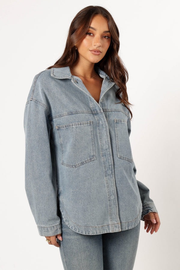 Petal and Pup USA OUTERWEAR Cassie Oversized Denim Shacket - Blue