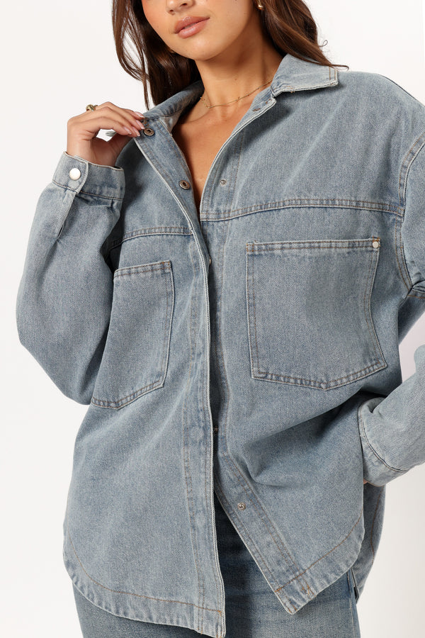 Petal and Pup USA OUTERWEAR Cassie Oversized Denim Shacket - Blue