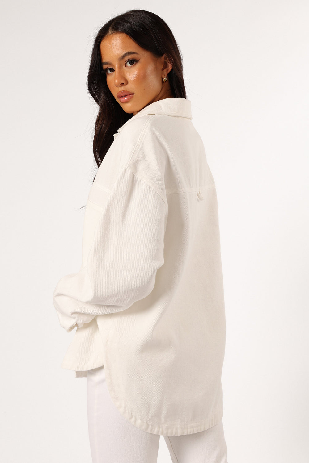 Cassie Oversized Denim Shacket - Ivory - Petal & Pup USA