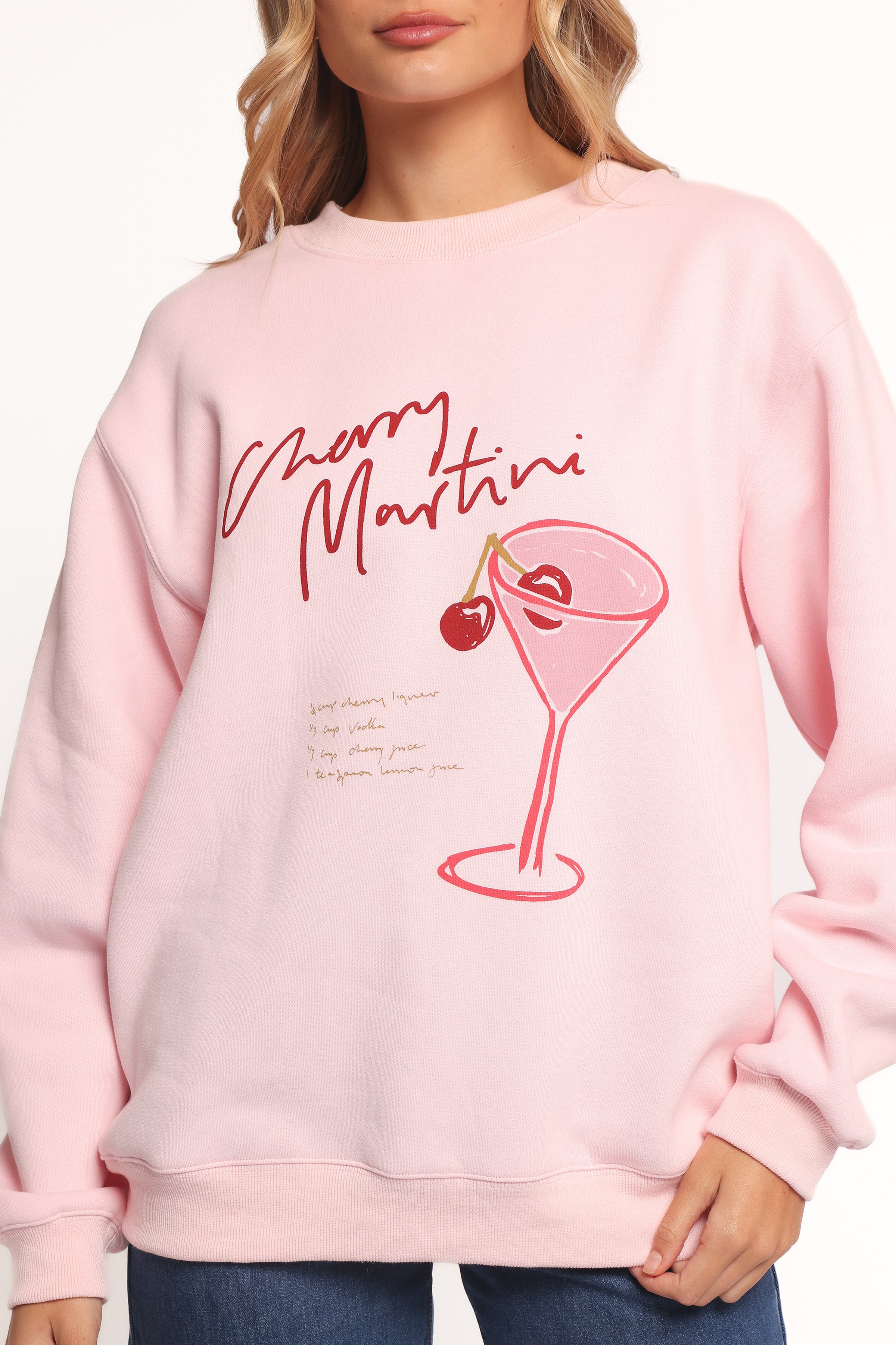 Petal and Pup USA OUTERWEAR Cherry Martini Graphic Sweatshirt - Pink