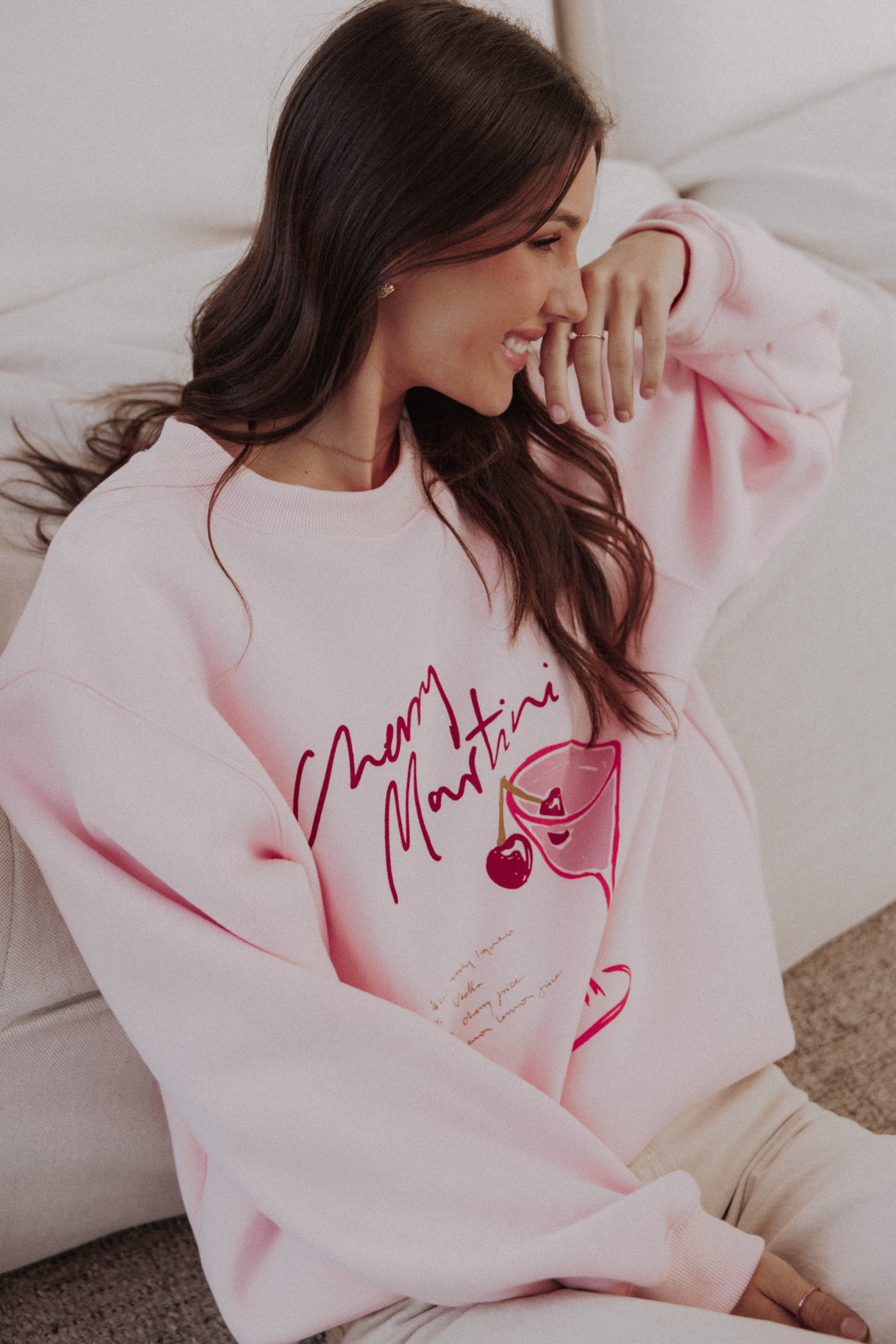 Petal and Pup USA OUTERWEAR Cherry Martini Graphic Sweatshirt - Pink