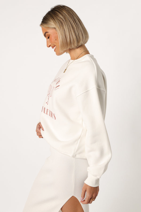 Petal and Pup USA OUTERWEAR Cielo Malibu Athletics Sweatshirt - White