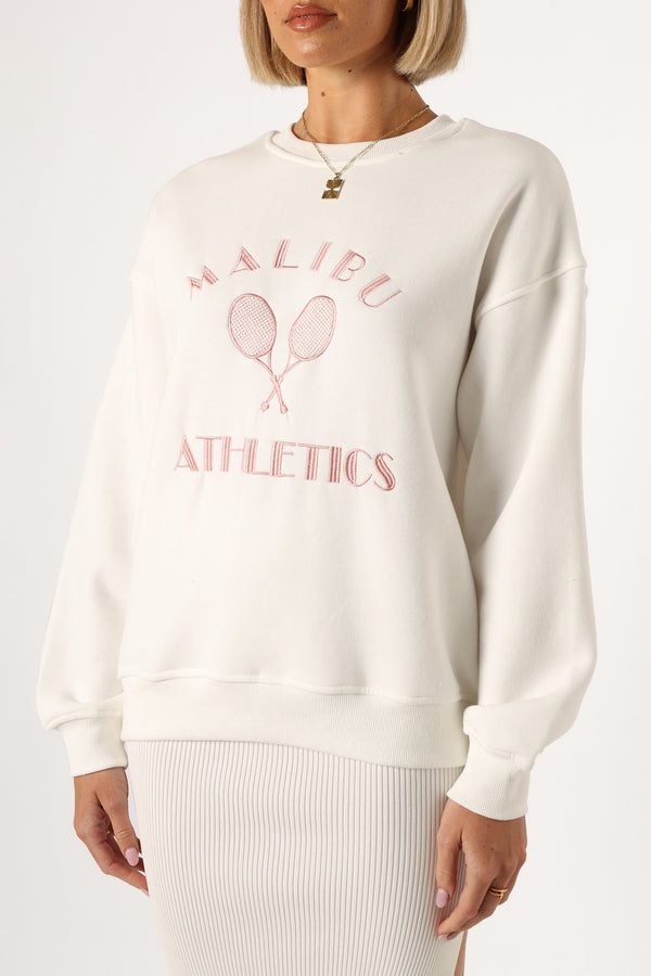 Petal and Pup USA OUTERWEAR Cielo Malibu Athletics Sweatshirt - White