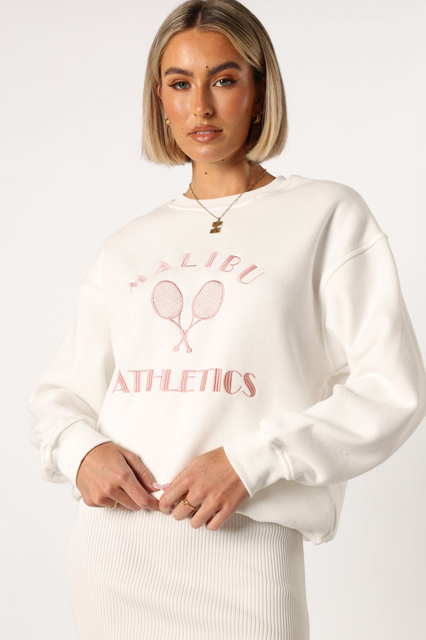 Petal and Pup USA OUTERWEAR Cielo Malibu Athletics Sweatshirt - White