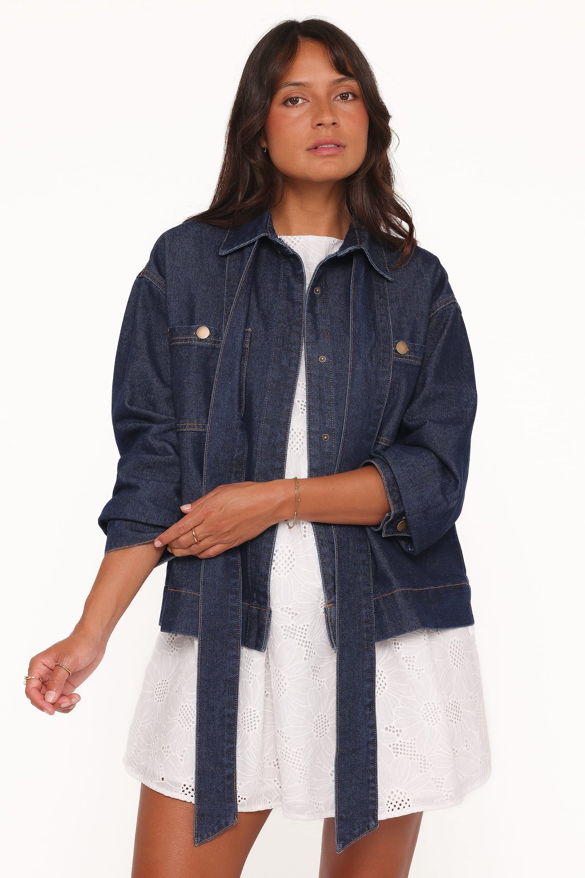 Petal and Pup USA OUTERWEAR Cleo Denim Bow Jacket - Indigo