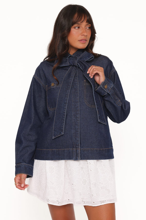 Petal and Pup USA OUTERWEAR Cleo Denim Bow Jacket - Indigo