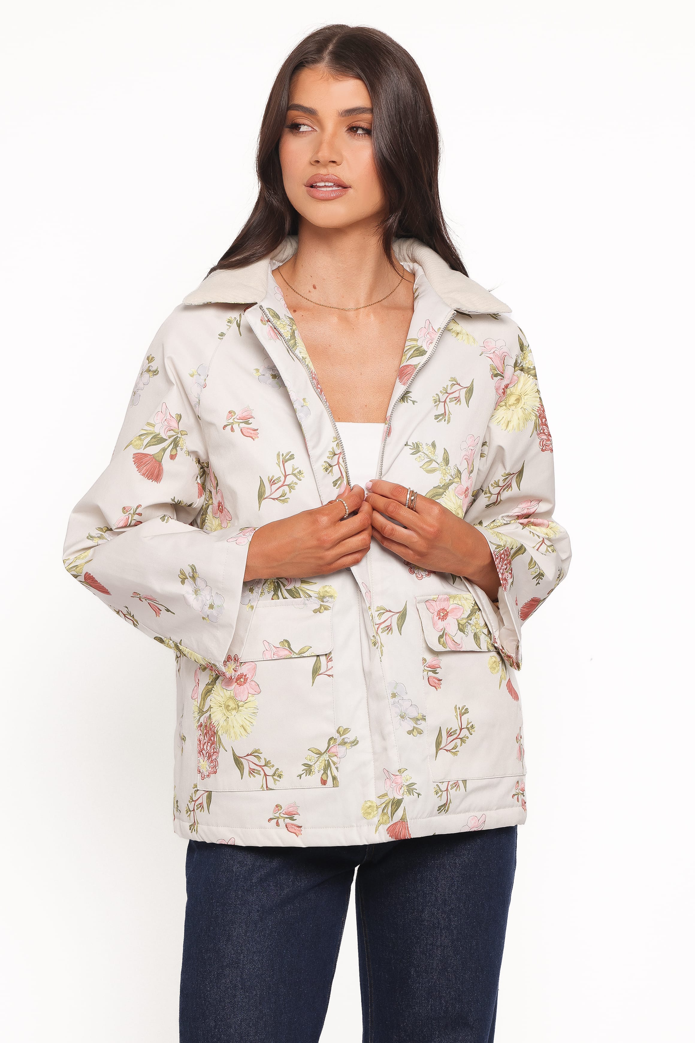 Petal and Pup USA OUTERWEAR Danica Barn Jacket - Khaki Floral