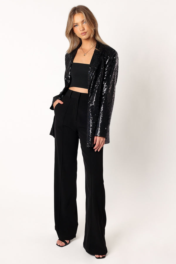 Petal and Pup USA OUTERWEAR Delaney Sequin Blazer - Black