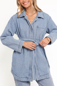 Petal and Pup USA OUTERWEAR Donovan Denim Tie Jacket - Light Denim