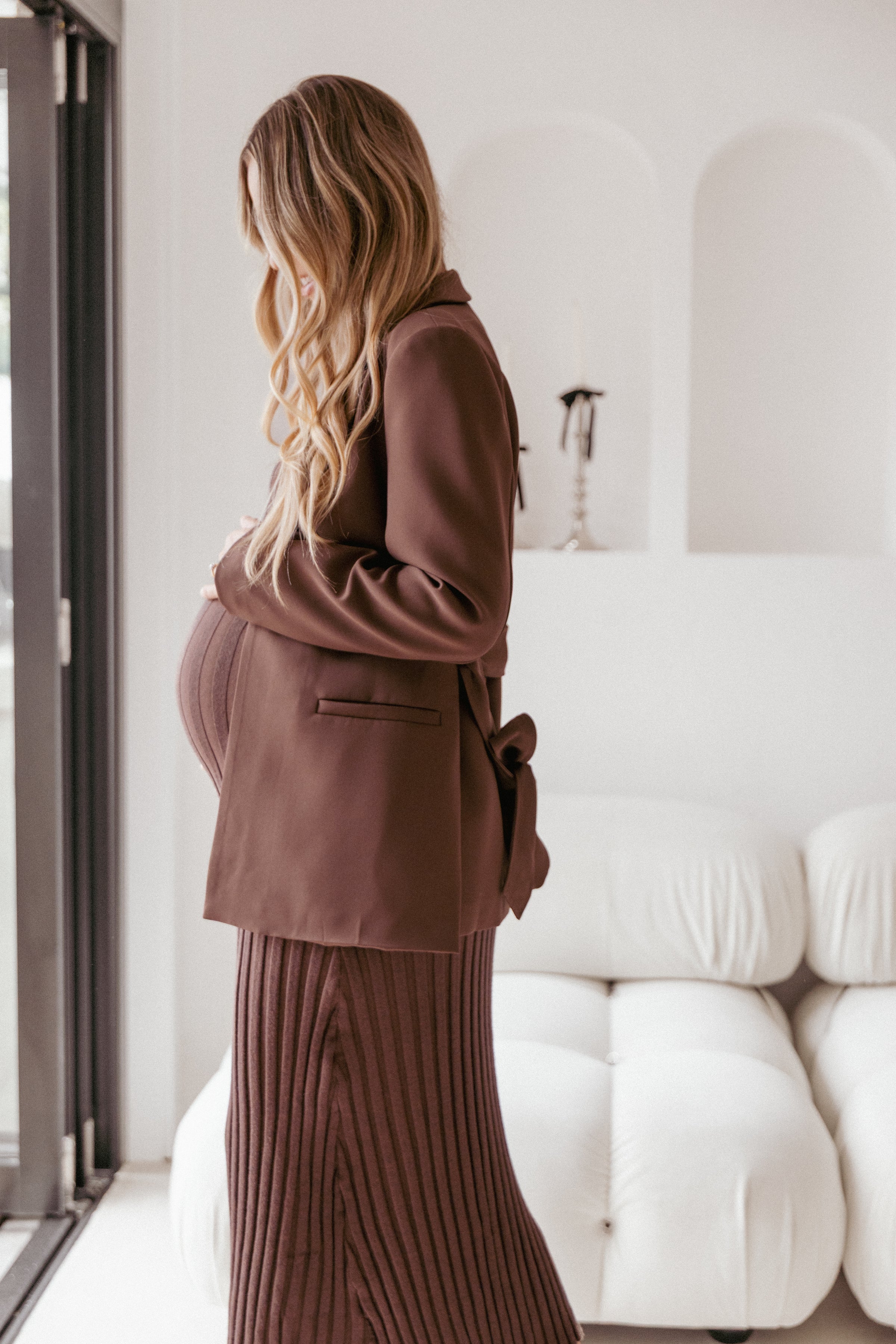 Petal and Pup USA OUTERWEAR Eliana Waist Tie Blazer - Espresso