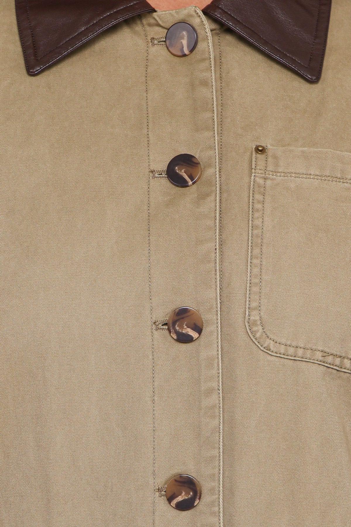 Petal and Pup USA OUTERWEAR Elliot Contrast Collar Barn Jacket - Khaki